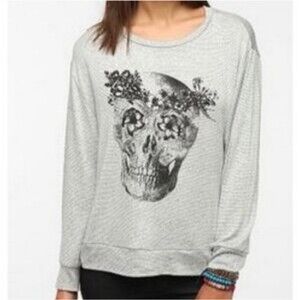 Daydreamer LA Skull Pull Over Sweater Gray Size Medium
